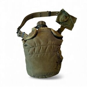 Tactical 10" Canteen Green Water Bottle w/ Insulated Cover 5"Pouch 33"Belt Strap